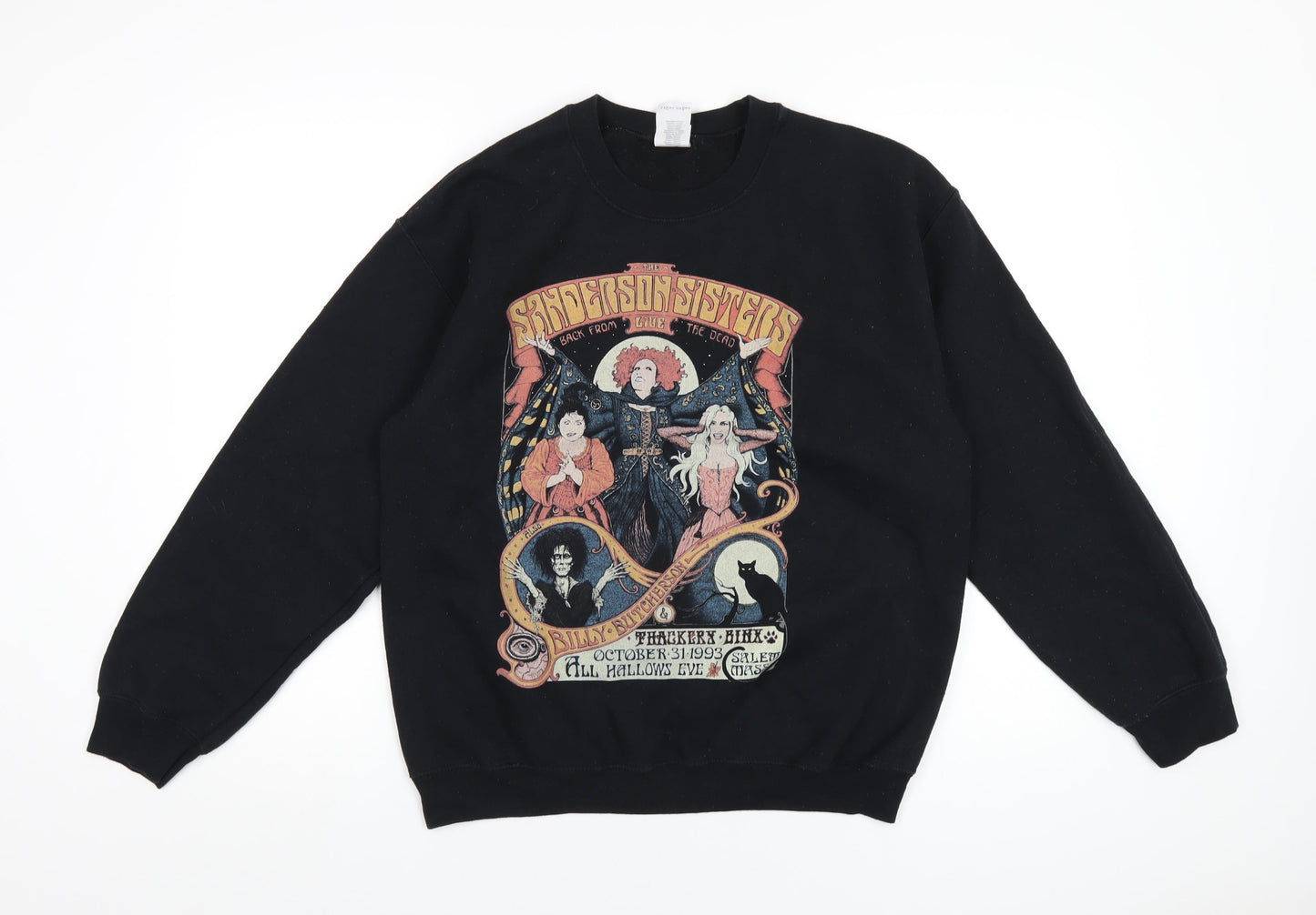 Hocus Pocus Womens Black Cotton Pullover Sweatshirt Size M Pullover - The Sanderson Sisters