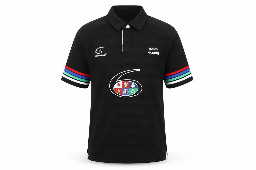 Live for Rugby Boys Black Cotton Basic Polo Size 9-10 Years Collared Button - Rugby Nations