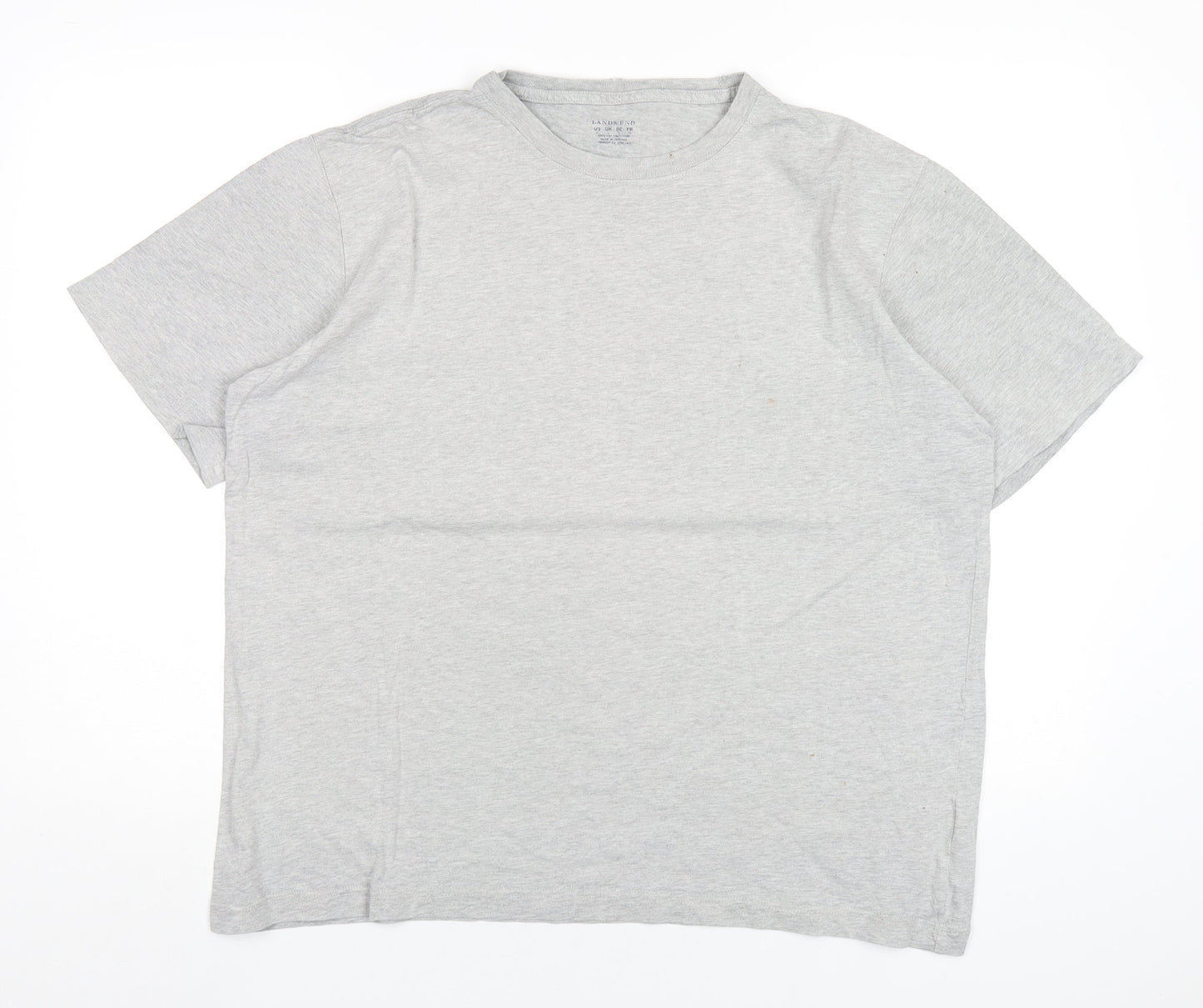 Lands' End Mens Grey Cotton T-Shirt Size L Round Neck
