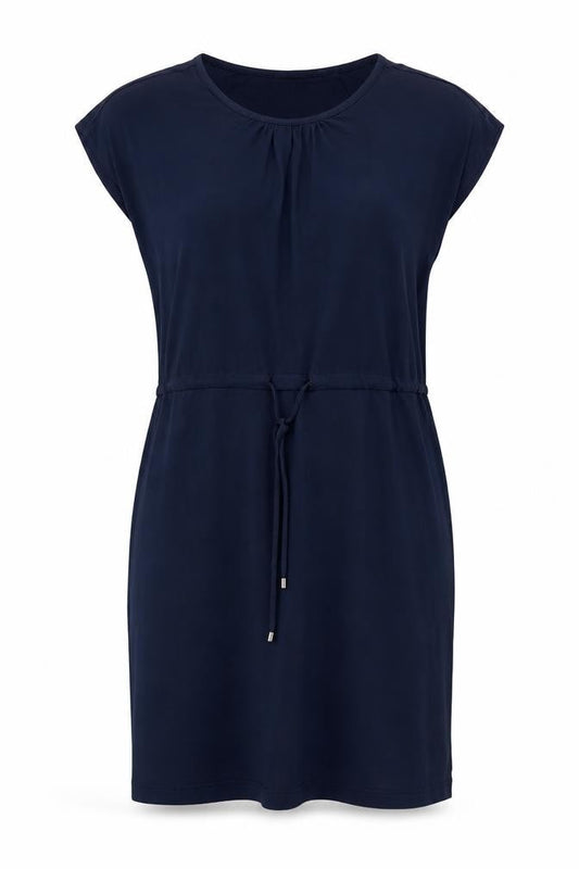 Fransa Womens Blue Viscose T-Shirt Dress Size M Round Neck - Adjustable Waist