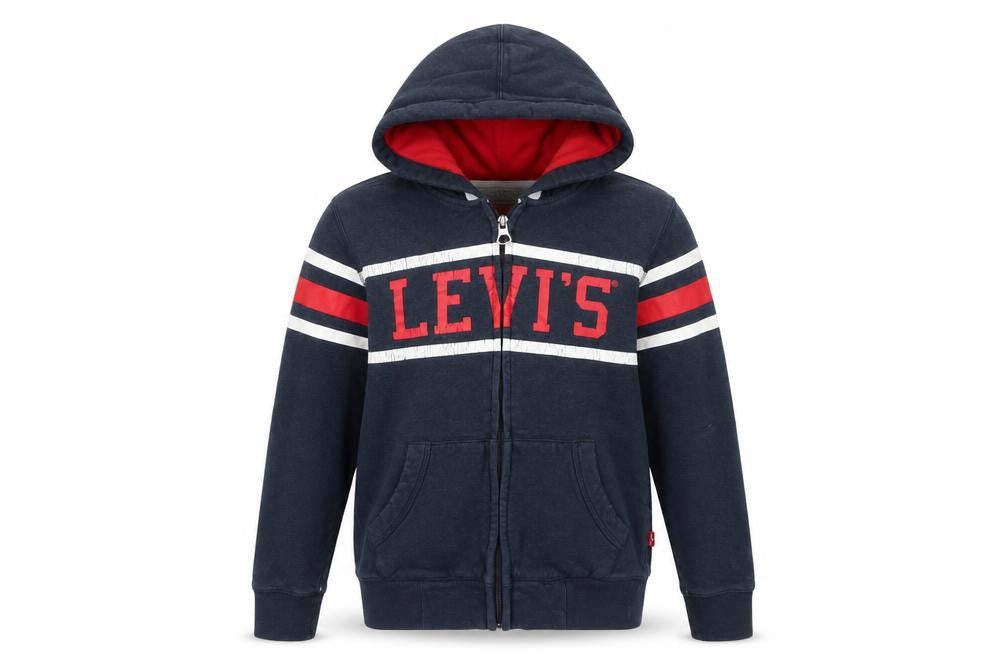 Levi's Boys Blue Cotton Full Zip Hoodie Size 12 Years Zip - Logo Pockets