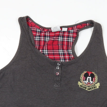 Preloved Disney Womens Grey Cotton Basic Tank Size S Scoop Neck - Mickey Mouse - Detail