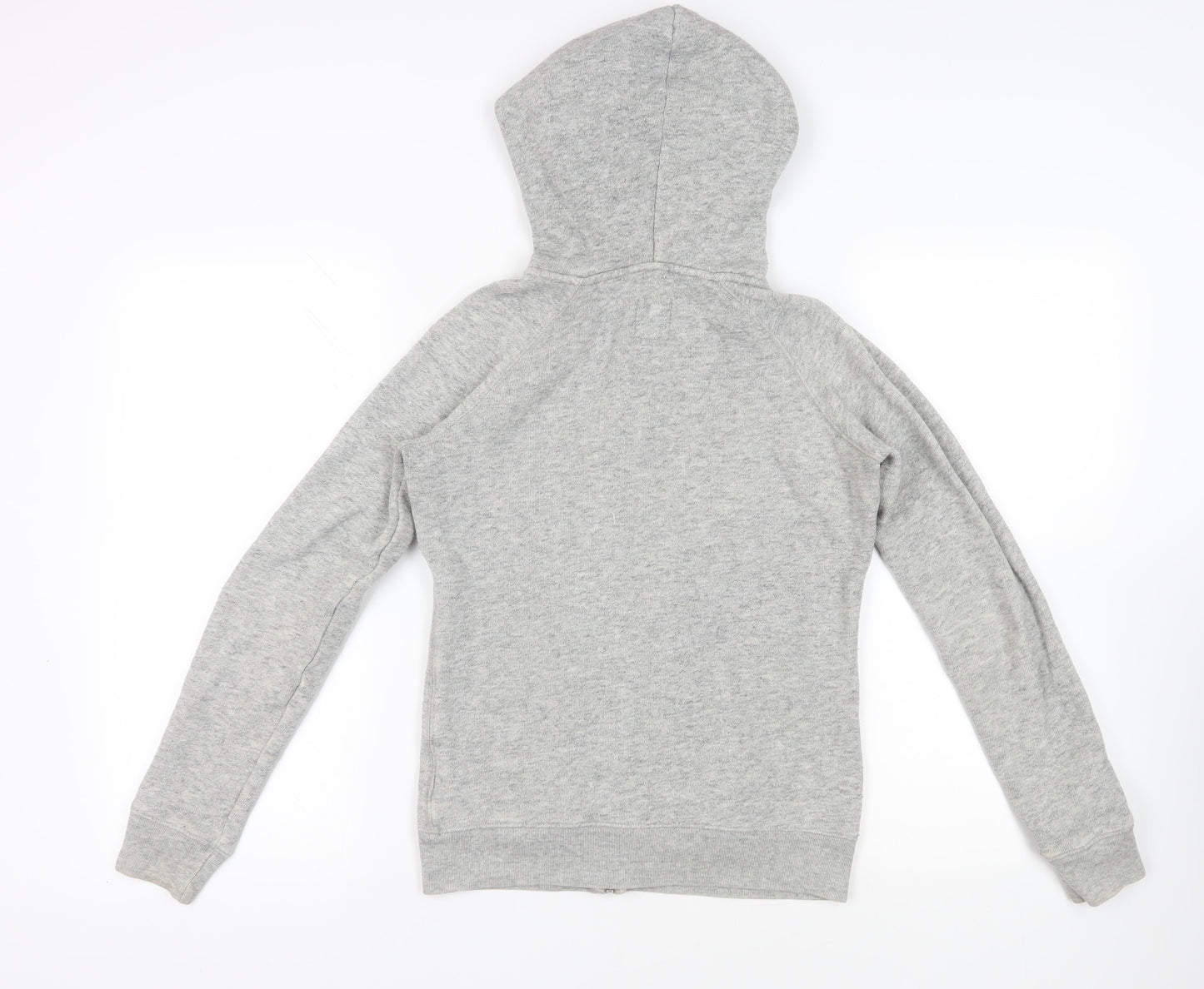 Jack Wills Womens Grey Cotton Full Zip Hoodie Size 8 Zip - Logo Pockets