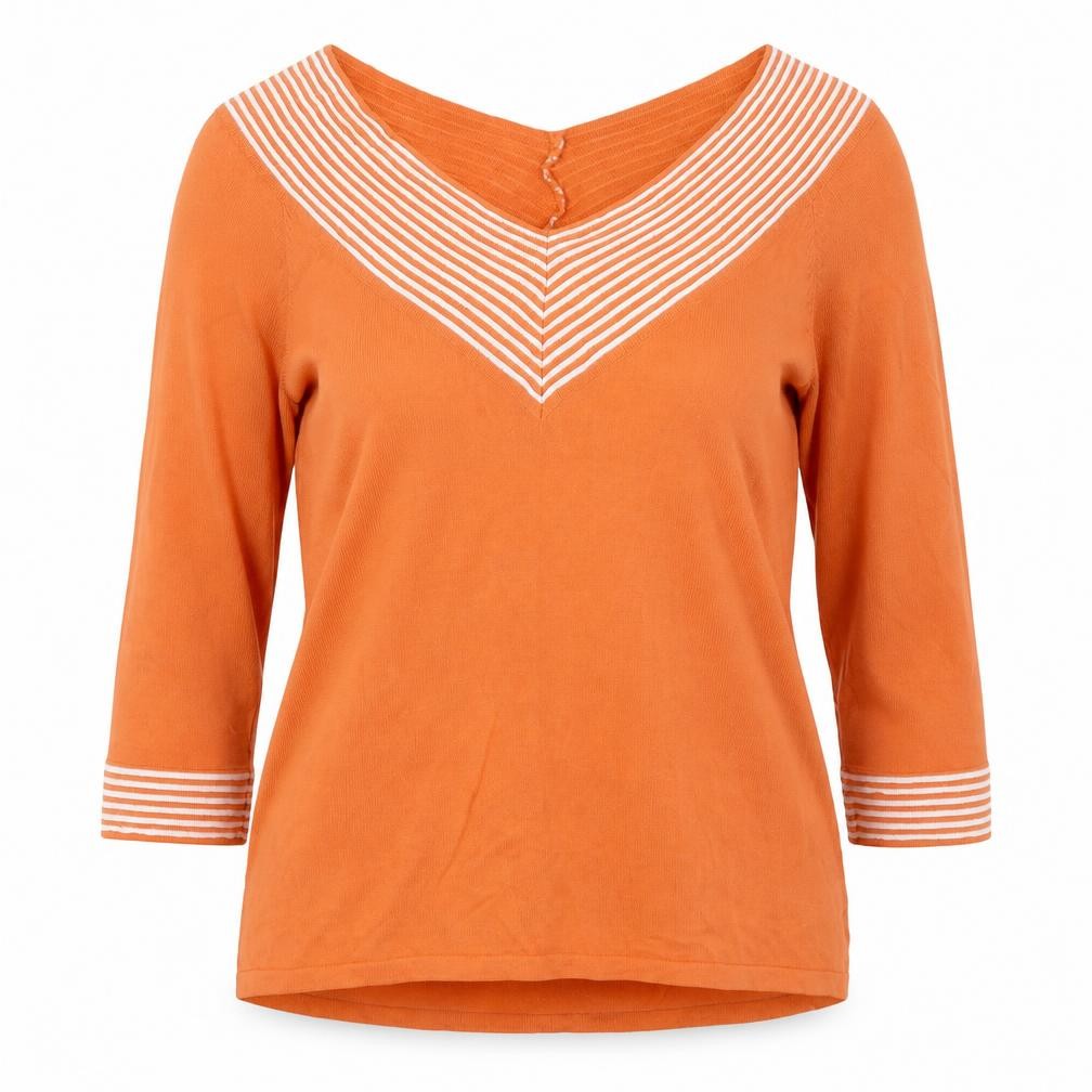 Crazy Lane Womens Orange V-Neck Viscose Pullover Jumper Size S