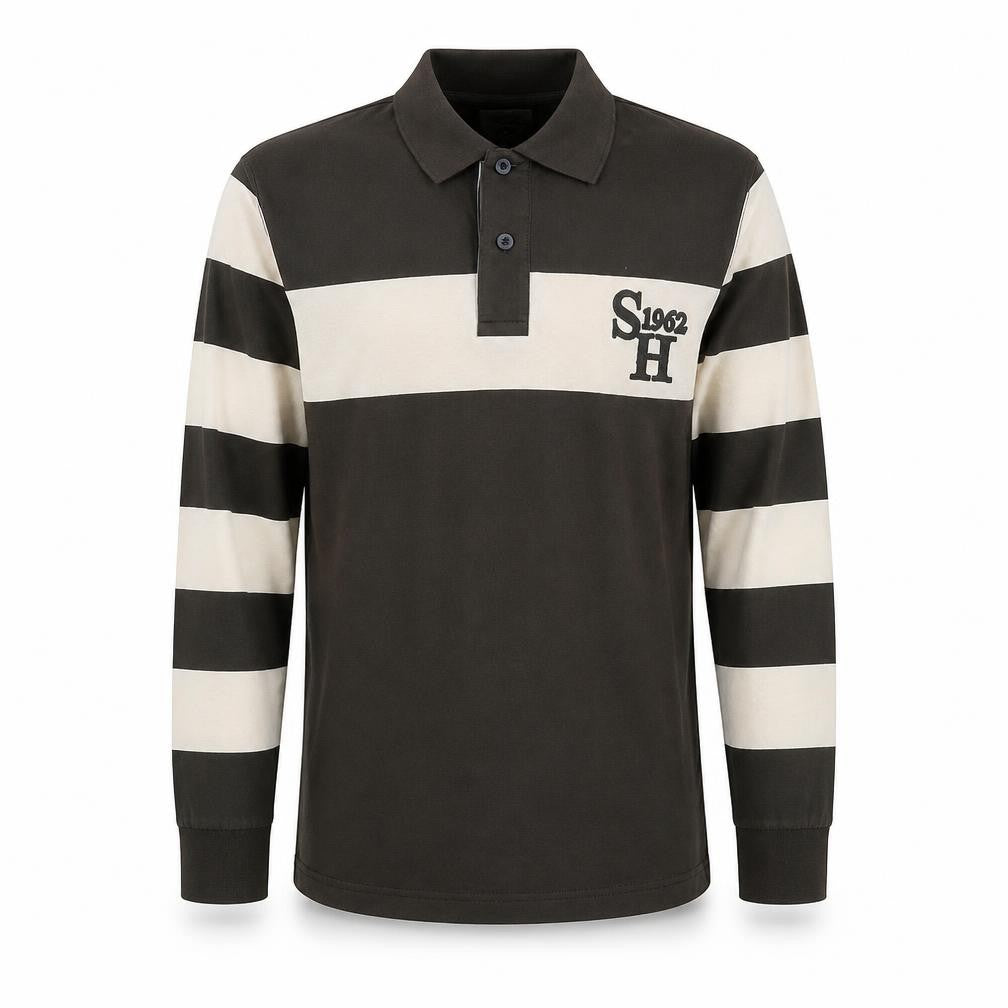 Sfera Mens Green Striped Cotton Polo Size M Collared Pullover - Logo