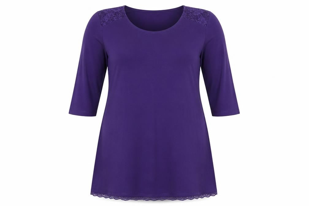 Ulla Popken Womens Purple Viscose T-Shirt Dress Size 14 Round Neck Pullover - Size 14-16
