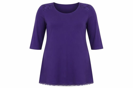 Ulla Popken Womens Purple Viscose T-Shirt Dress Size 14 Round Neck Pullover - Size 14-16