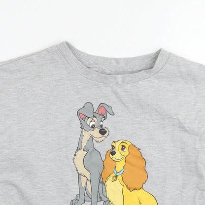 Preloved Lady And The Tramp Womens Grey Cotton Pullover Sweatshirt Size 8 Pullover - Logo - Detail