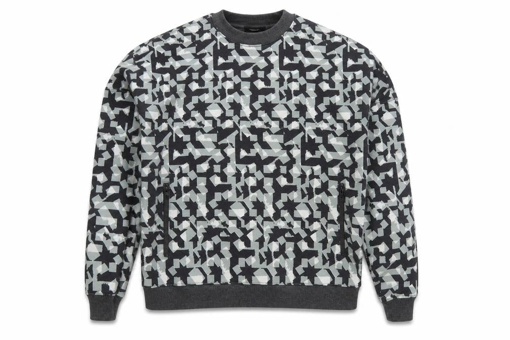Villain Mens Multicoloured Geometric Polyester Pullover Sweatshirt Size S