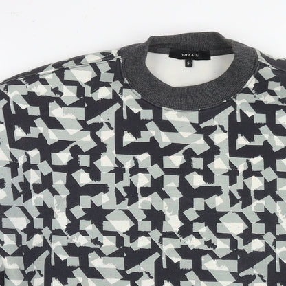 Villain Mens Multicoloured Geometric Polyester Pullover Sweatshirt Size S