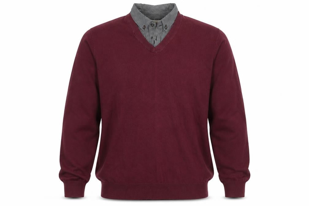 Sand Stone Mens Red Collared Cotton Pullover Jumper Size L Long Sleeve