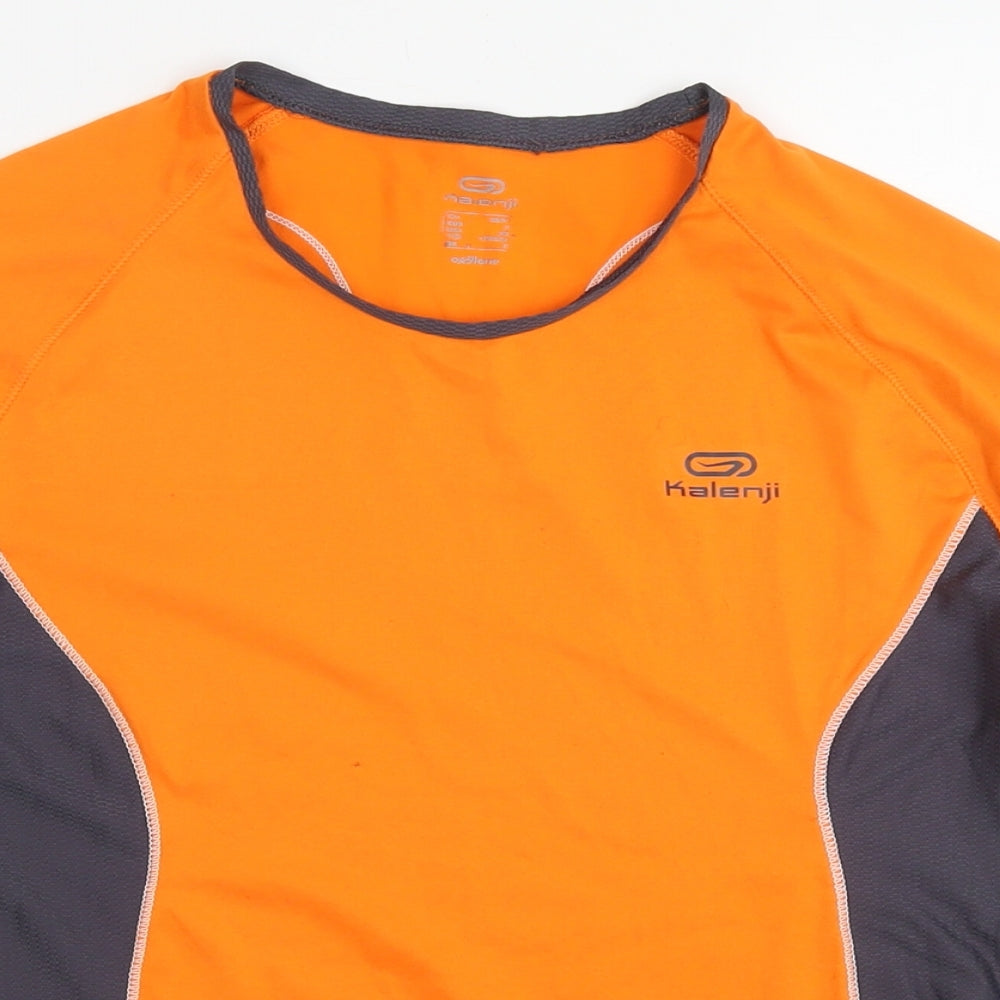 Kalenji Womens Orange Polyester Basic T-Shirt Size S Round Neck Pullover