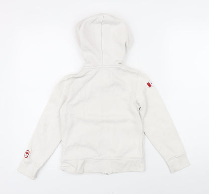 Back view of Canada girls’ white cotton full zip hoodie, size 6, years zip - canada