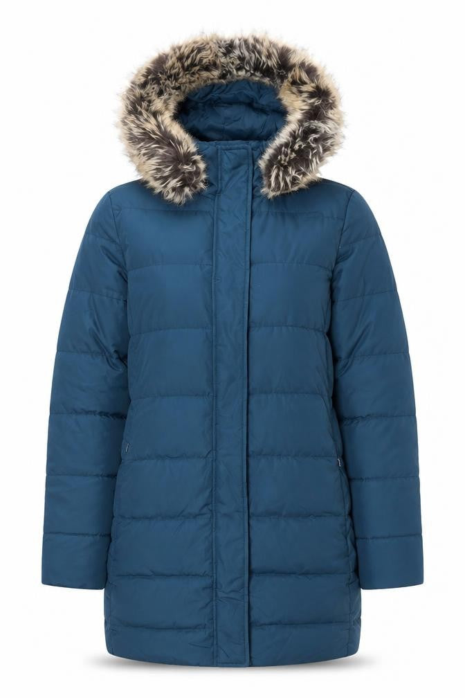 Lands' End Womens Blue Quilted Coat Size S Zip