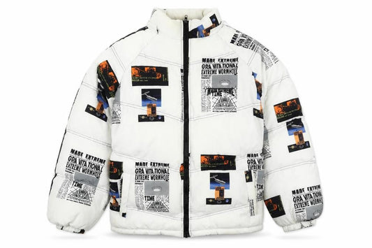 Made Extreme Mens White Geometric Puffer Jacket Jacket Size M Zip - Space. Steven hawkins