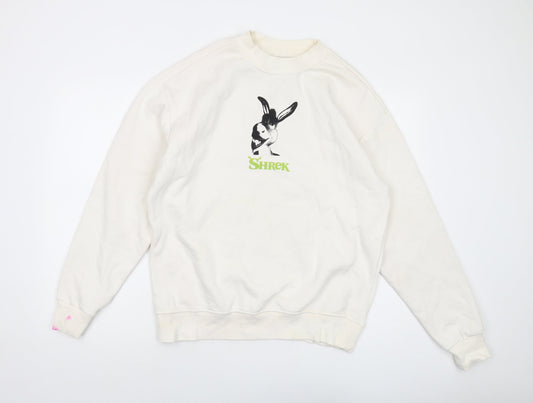 Preloved Shrek Mens Ivory Cotton Pullover Sweatshirt Size M - Donkey - Front