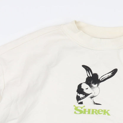 Preloved Shrek Mens Ivory Cotton Pullover Sweatshirt Size M - Donkey - Detail