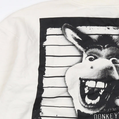 Preloved Shrek Mens Ivory Cotton Pullover Sweatshirt Size M - Donkey - Label