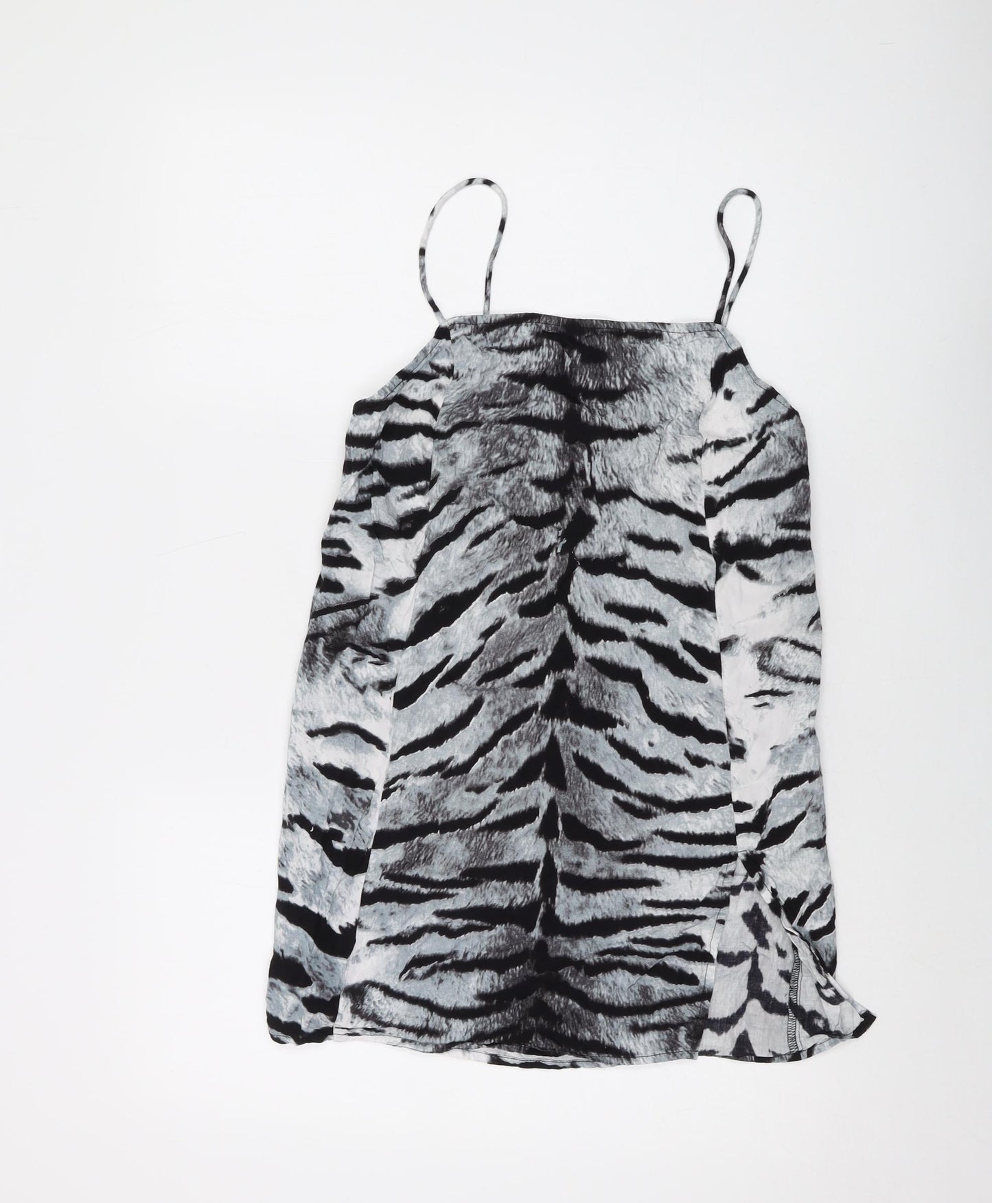 Motel Womens Grey Animal Print Viscose Basic Tank Size S Square Neck