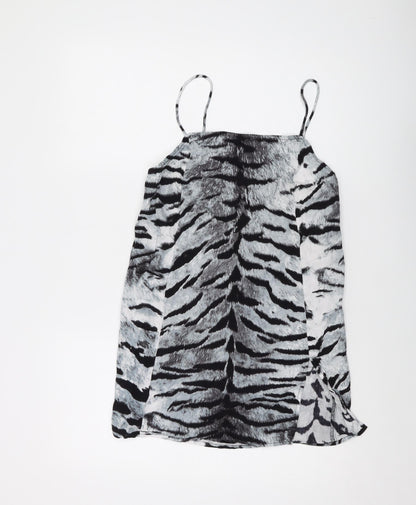 Motel Rocks Womens Grey Animal Print Viscose Basic Tank Size S Square Neck