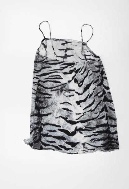 Motel Rocks Womens Grey Animal Print Viscose Basic Tank Size S Square Neck