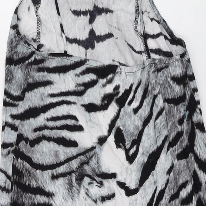 Motel Rocks Womens Grey Animal Print Viscose Basic Tank Size S Square Neck