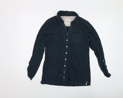 Mistral Womens Blue Cotton Basic Blouse Size 10 Collared