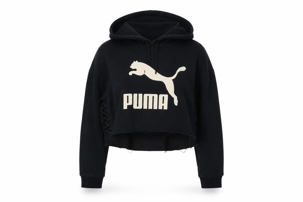 Pu,ma Womens Black Cotton Pullover Hoodie Size S Pullover