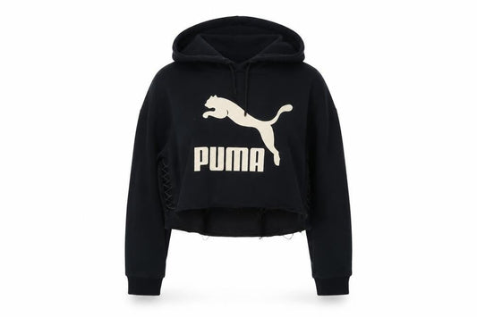 Pu,ma Womens Black Cotton Pullover Hoodie Size S Pullover