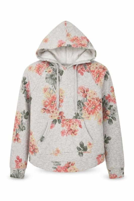 Maurices Womens Grey Floral Cotton Pullover Hoodie Size XS Pullover