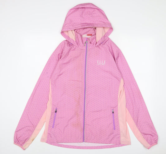 Elle Sport Womens Pink Geometric Jacket Size L Zip - Logo