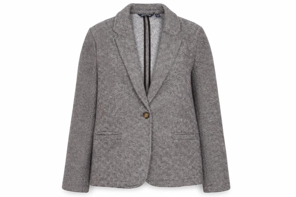 Landsend Womens Brown Geometric Jacket Blazer Size M Button