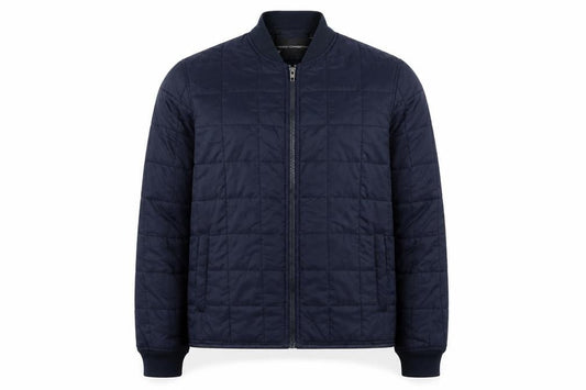 French Connection Mens Blue Quilted Jacket Size L Zip