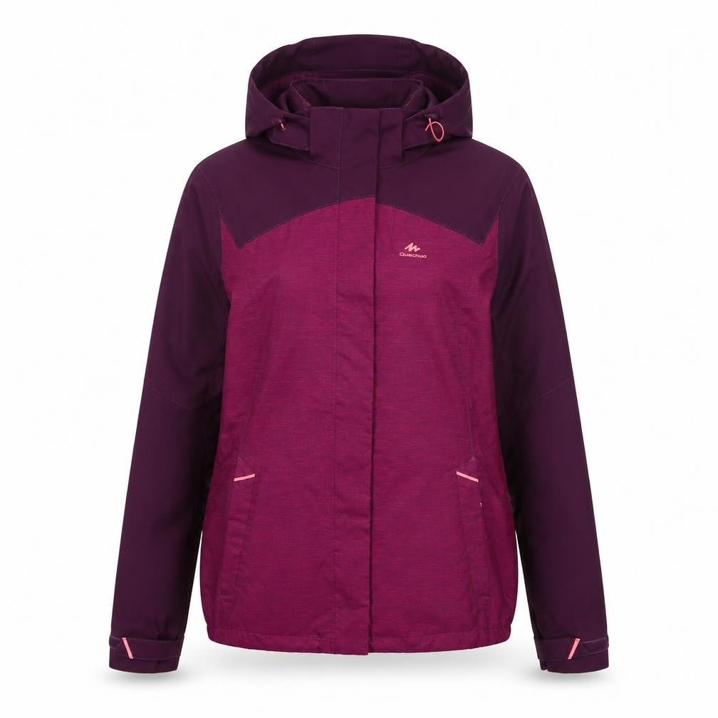 DECATHLON Womens Purple Rain Coat Coat Size L Zip - Logo