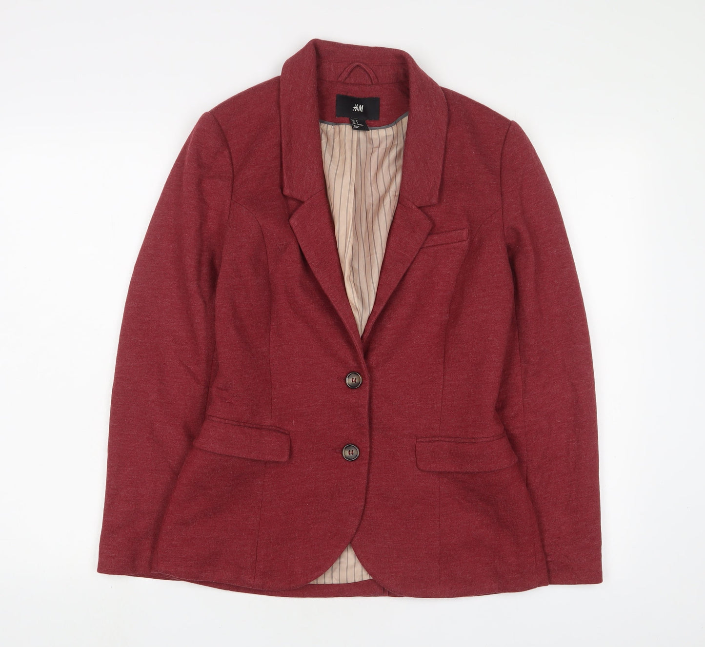 H&M Womens Red Jacket Blazer Size 10 Button