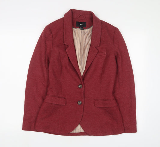 H&M Womens Red Jacket Blazer Size 10 Button