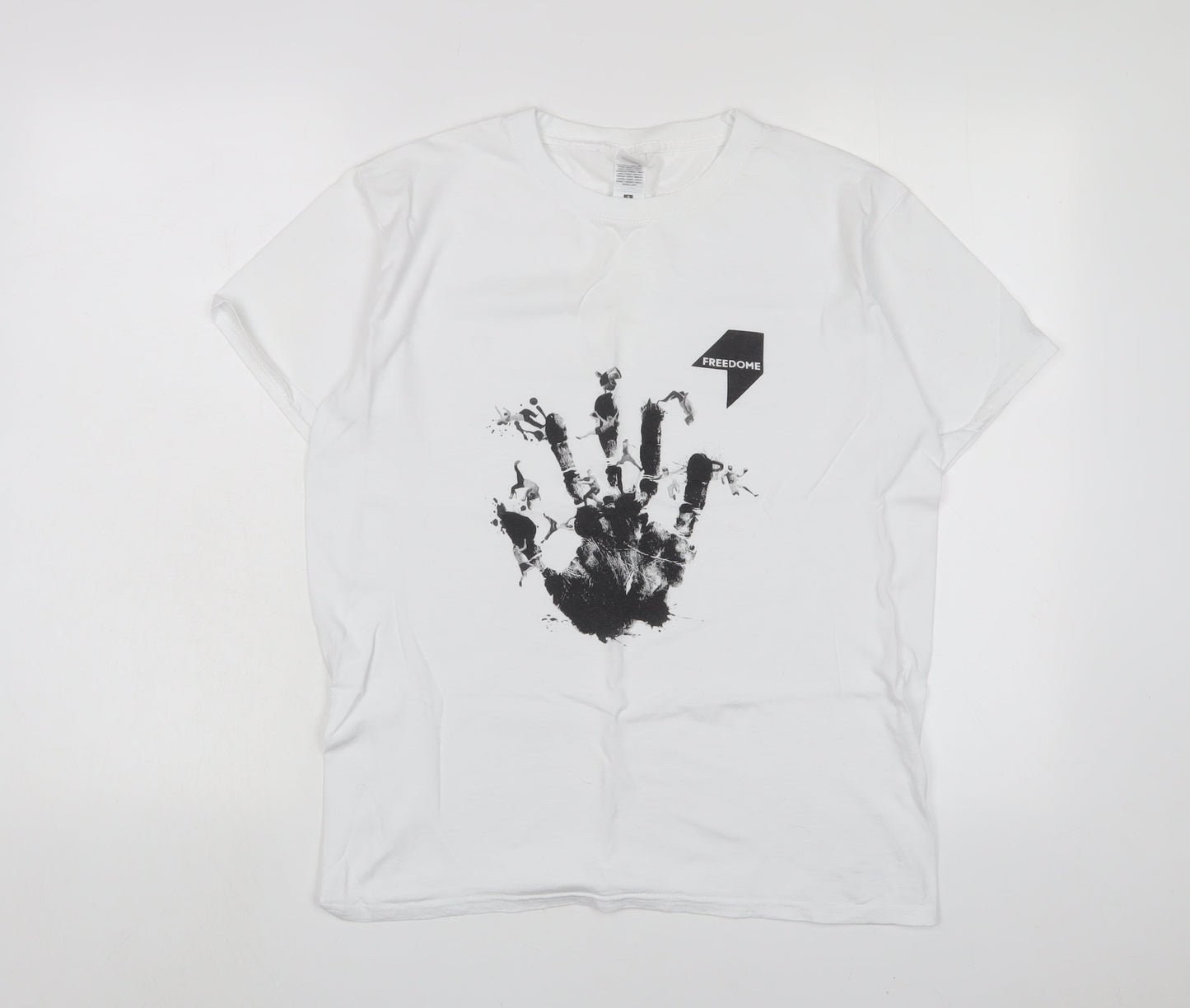 Freedome Womens White Cotton Basic T-Shirt Size S Crew Neck