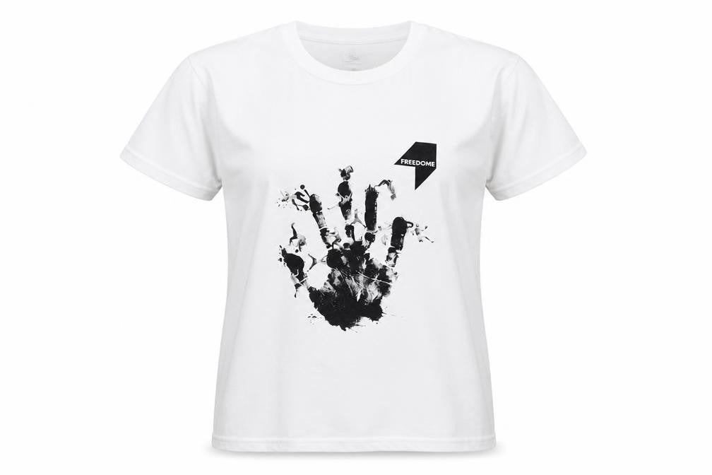 Freedome Womens White Cotton Basic T-Shirt Size S Crew Neck