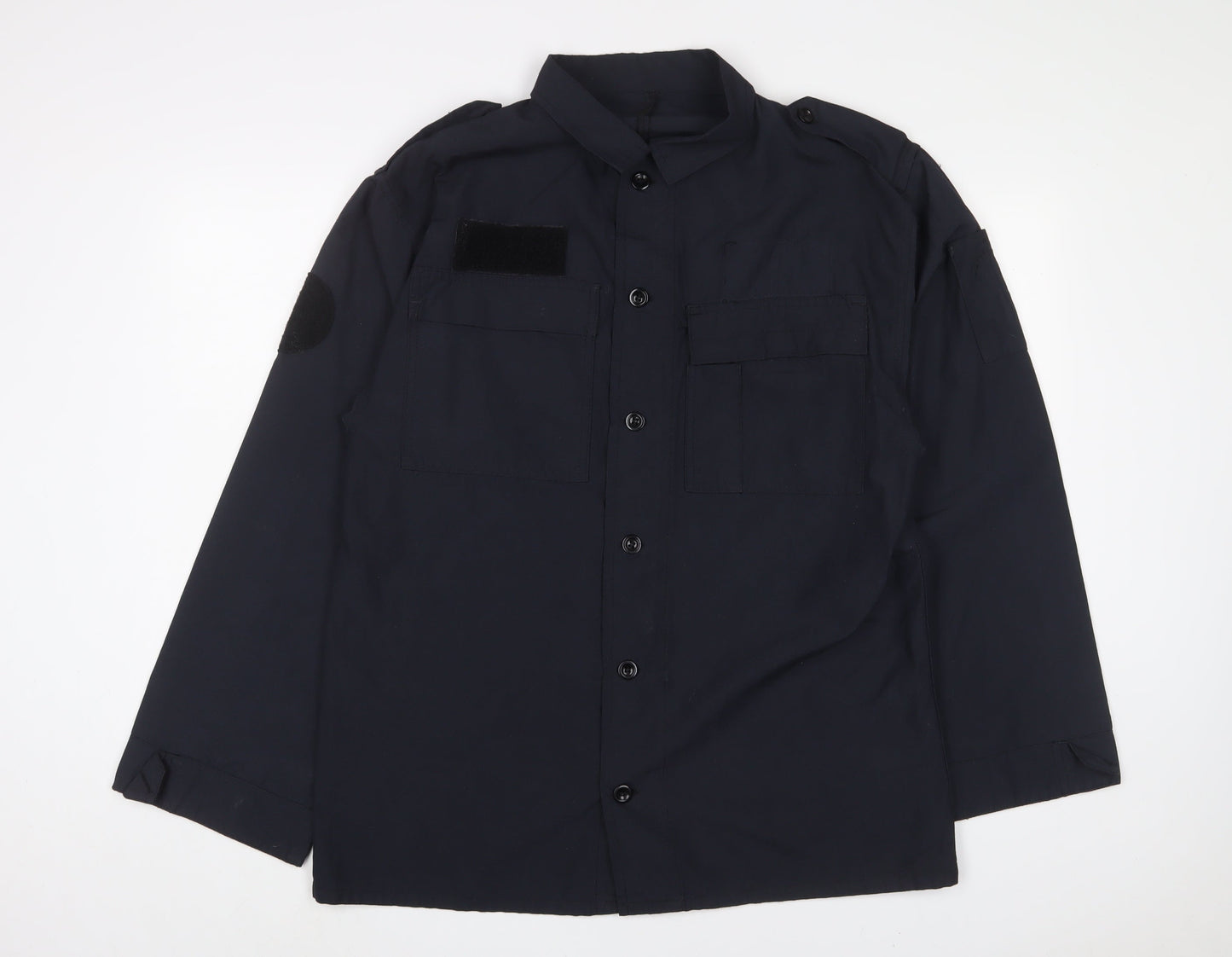 Workwear Mens Blue Viscose Button-Up Size L Collared Button