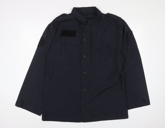 Workwear Mens Blue Viscose Button-Up Size L Collared Button