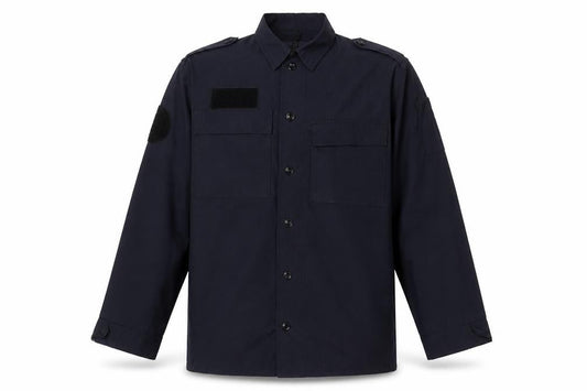 Workwear Mens Blue Viscose Button-Up Size L Collared Button