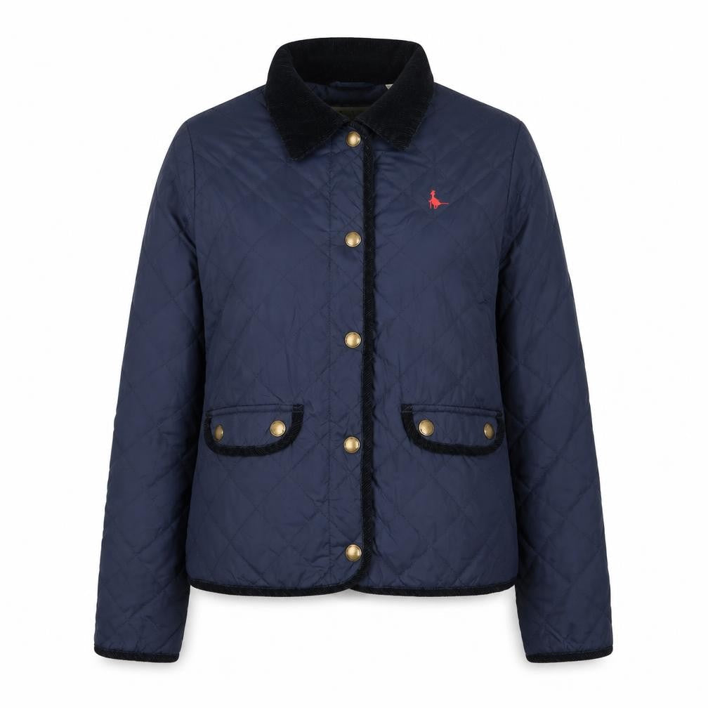 Jack Wills Womens Blue Quilted Jacket Size 10 Snap - Logo, Embroidered