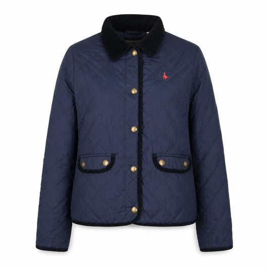 Jack Wills Womens Blue Quilted Jacket Size 10 Snap - Logo, Embroidered