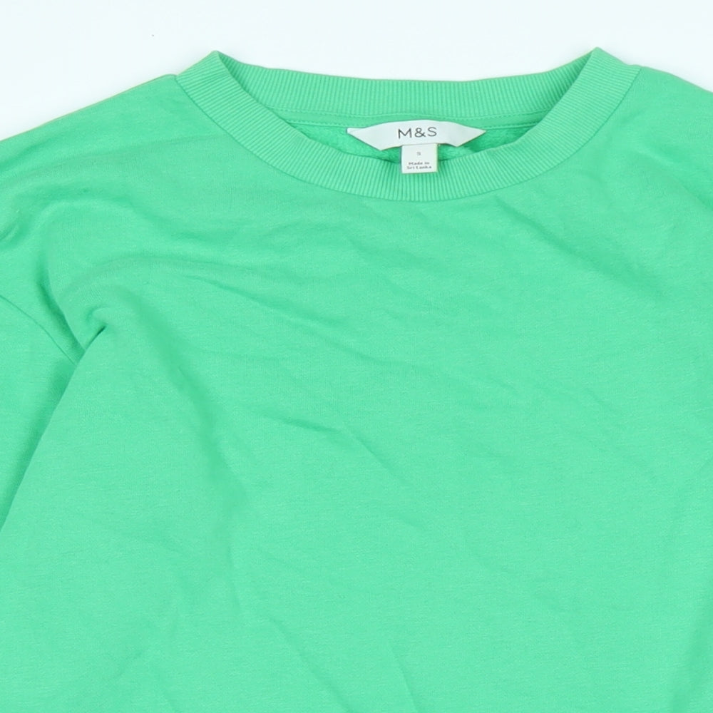 Marks and Spencer Womens Green Cotton Pullover Sweatshirt Size S