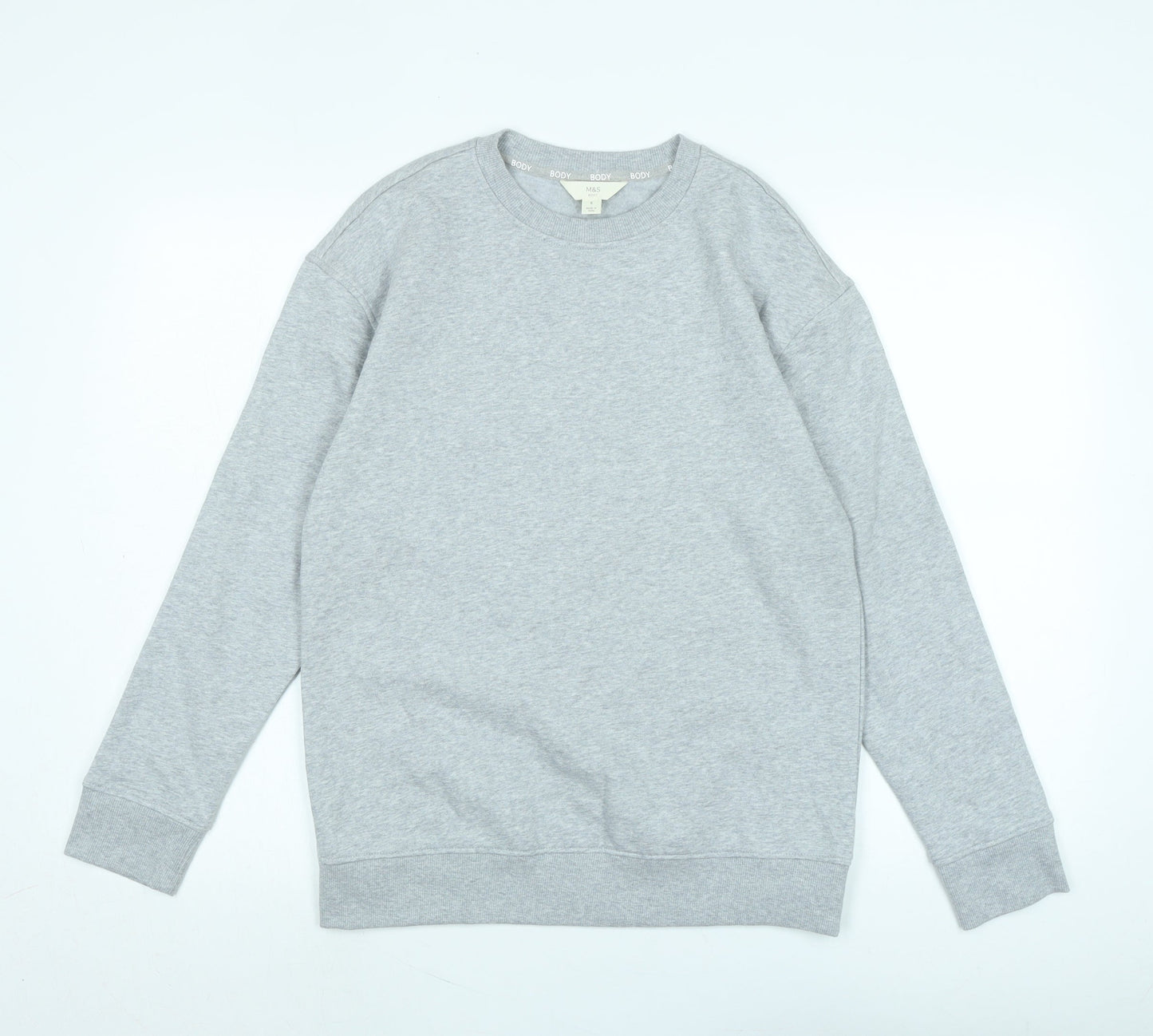 Marks and Spencer Womens Grey Cotton Blend Pullover Sweatshirt Size 8