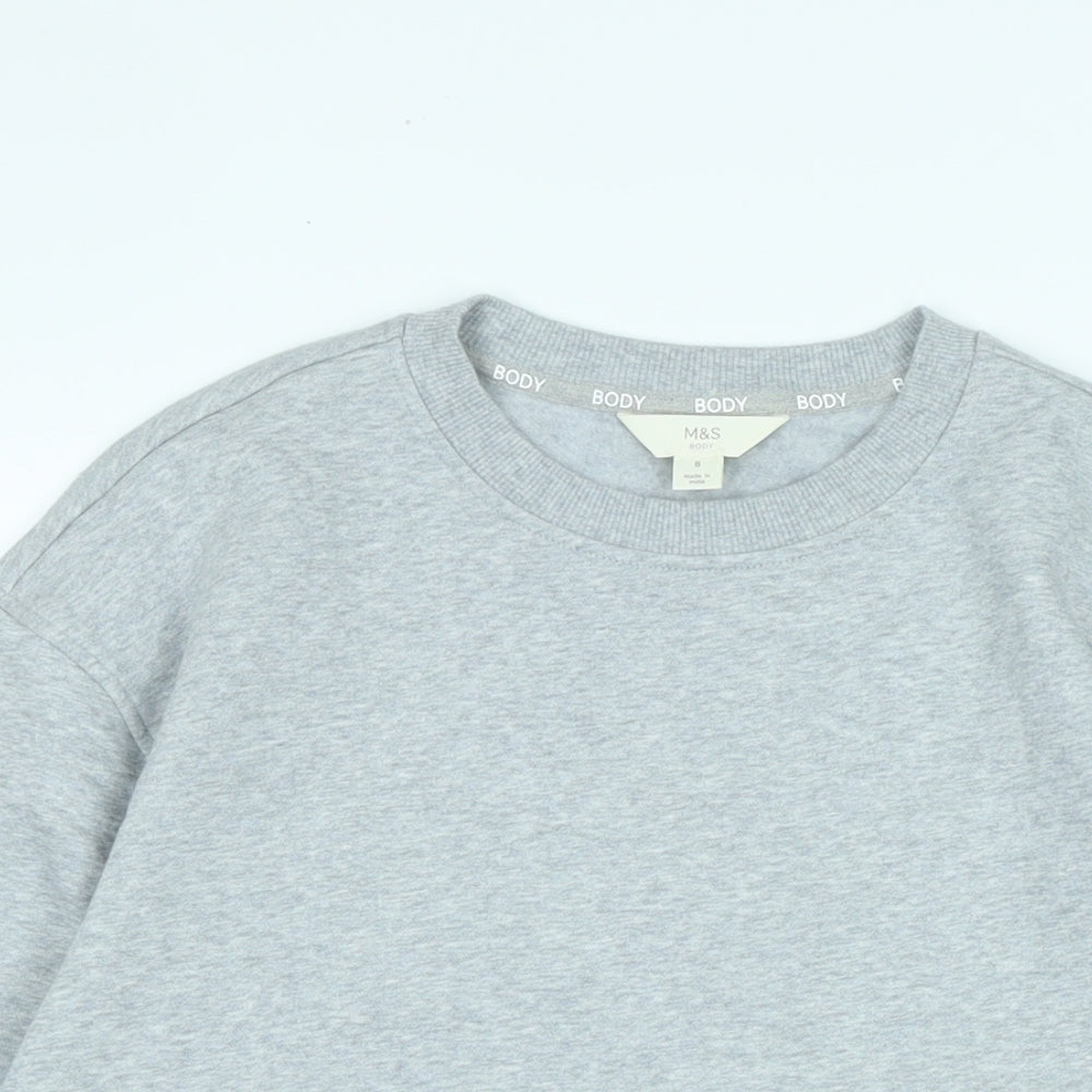 Marks and Spencer Womens Grey Cotton Blend Pullover Sweatshirt Size 8