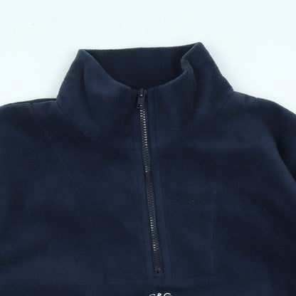 Close-up detail of G&G women’s blue polyester pullover sweatshirt, size S