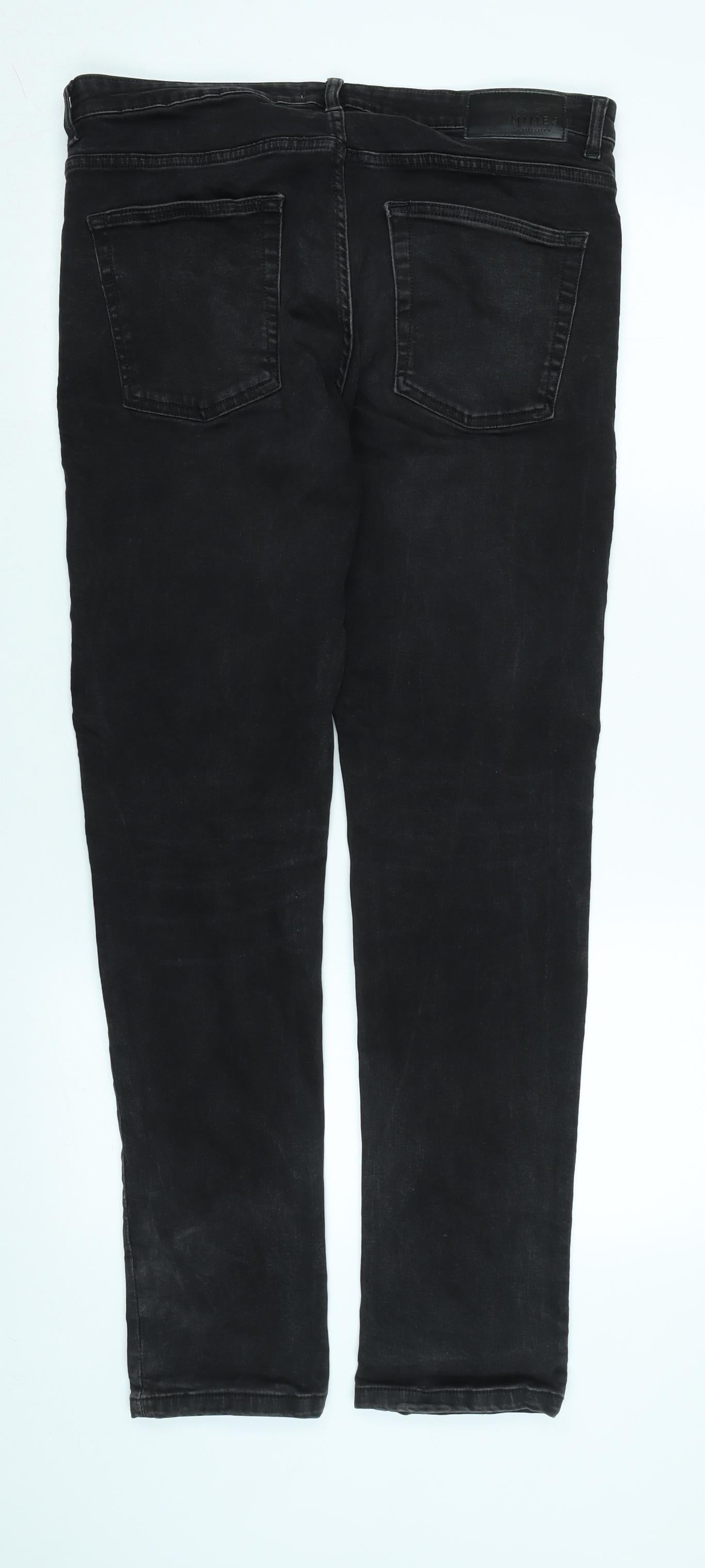 Nines Mens Black Cotton Straight Jeans Size 34 in L32 in Regular Zip