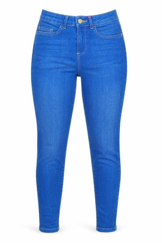 Very Womens Blue Cotton Blend Tapered Jeans Size 34 in L32 in Regular Zip