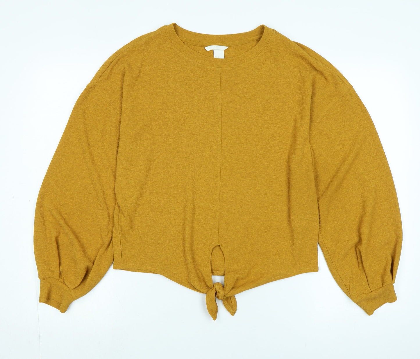 H&M Womens Gold Polyester Jersey Blouse Size XS Crew Neck